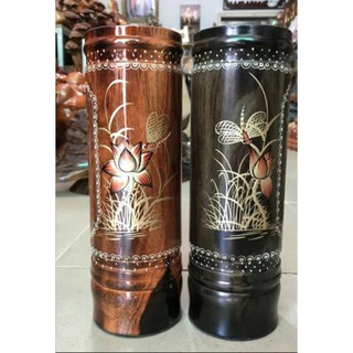 Ống đựng nhang gỗ cao ,Ống đựng nhang thờ cúng vẽ sen hồng trong đầm phong thủy tài lộc