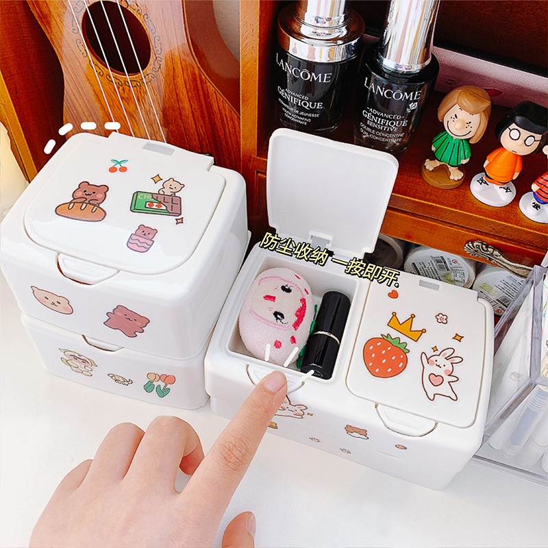 Hộp Đựng Đồ Trang Điểm Đa Năng Dạng Nhấn Phong Cách Nhật Bản DIY