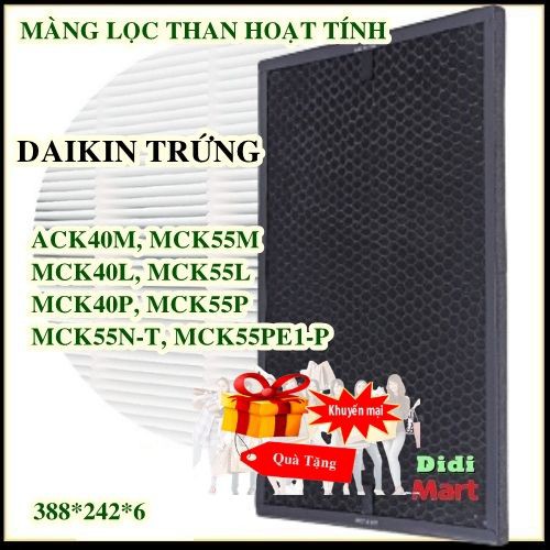 Màng lọc than hoạt tính DAIKIN Trứng 40-55 , Màng lọc không khí máy DAIKIN ACK40M, MCK55M, MCK40L, M