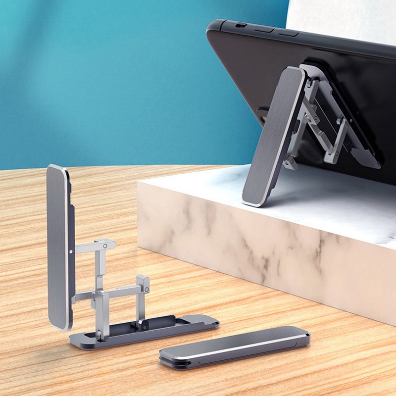 Giá Đỡ Điện Thoại Để Bàn Bằng Nhôm Có Thể Gấp Gọn Tiện Dụng Cho for iphone &amp; Android