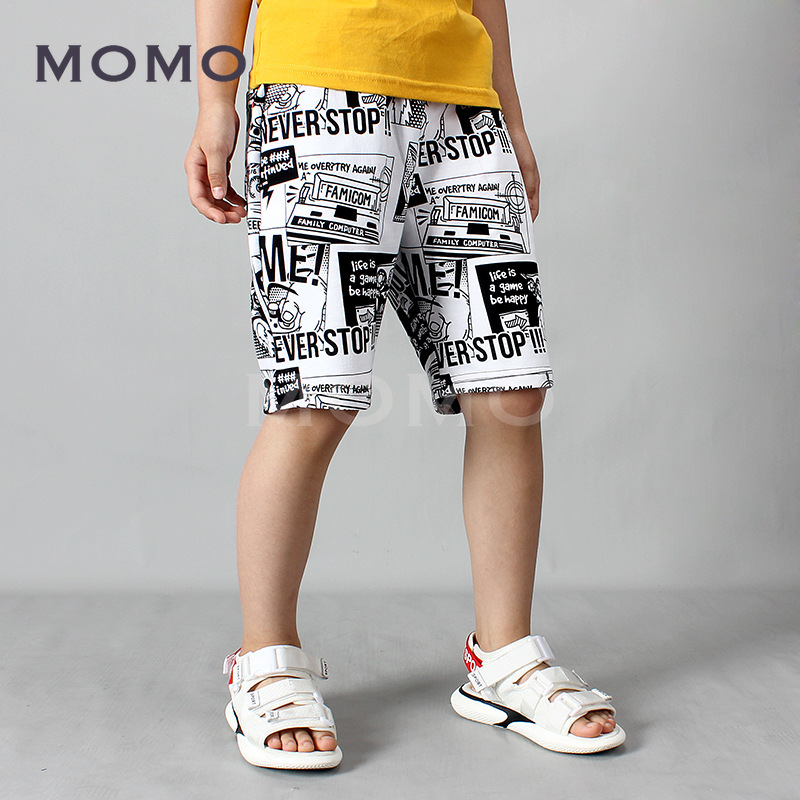 Quần Short Cotton Họa Tiết Graffiti Cá Tính Dành Cho Bé Trai 7-11 Tuổi