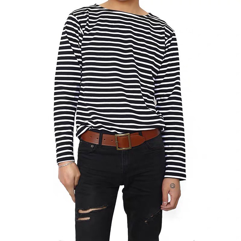 Áo kẻ ngang dài tay đen đỏ trắng giống GDRAGON daily style siêu dễ mặc dễ phối đồ