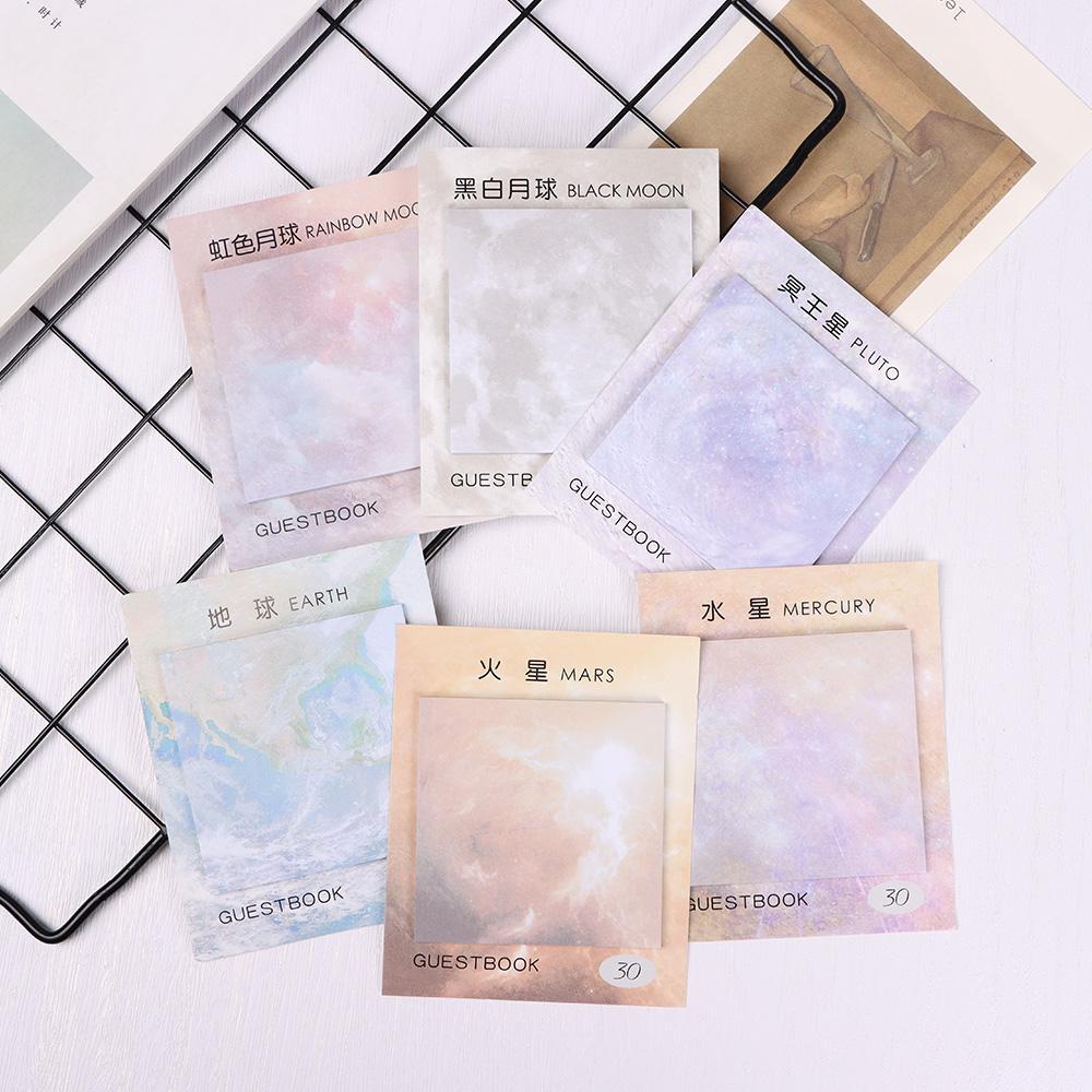 Giấy Ghi Chú Họa Tiết Hành Tinh Mặt Trăng Ngôi Sao Nhiều Màu Sắc Sáng Tạo