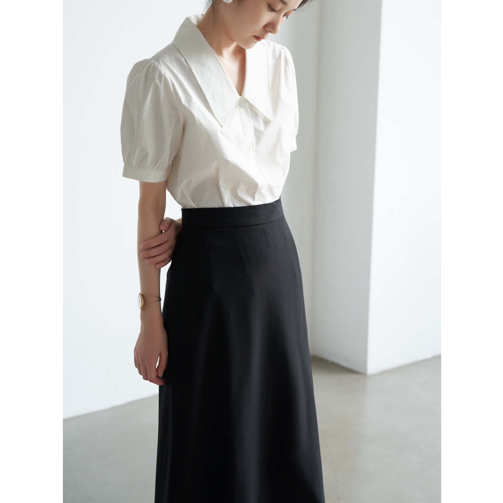 Áo Sơ Mi Tay Phồng Cổ Chữ V Màu Trắng Phong Cách retro Thời Trang Mùa Hè Mới Cho Nữ