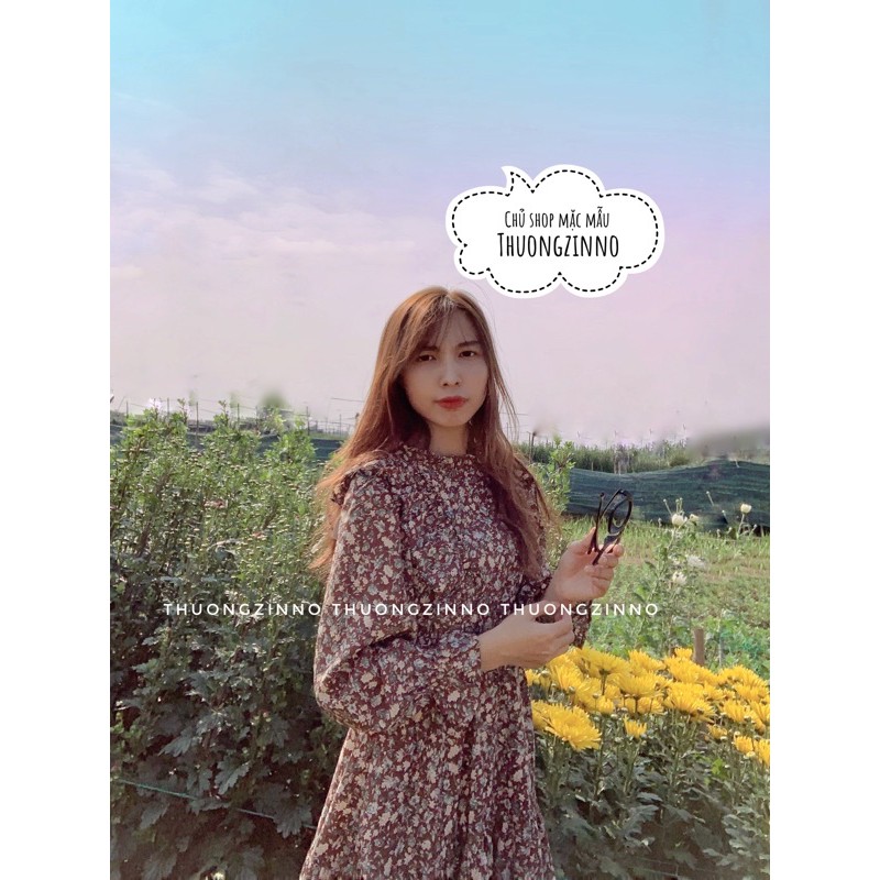 Váy hoa nhí Chiffon cao cấp kiểu dáng vintage Hàng Quảng Châu loại đẹp- Đầm ulzzang lụa Đẹp