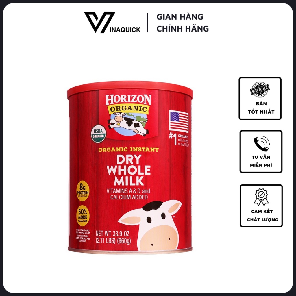 Sữa Tươi Hữu Cơ Nguyên Kem Dạng Bột Horizon Organic Instant Dry Whole Milk 870g Dành Cho Bé Từ 1 Tuổi - VINAQUICK