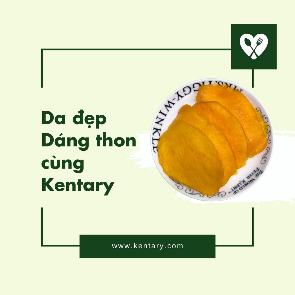 Xoài Cát Hòa Lộc Sấy Lạnh Kentary - Da Mướt Dáng Xinh - Đồ Ăn Vặt Healthy - Túi 200gr