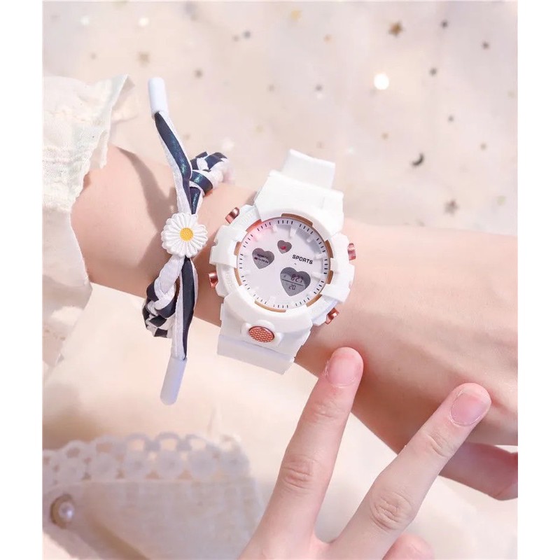 Đồng hồ điện tử nam nữ Sport S024T mặt trái tim cực đẹp, kiểu dáng thể thao cá tính, full chức năng | BigBuy360 - bigbuy360.vn