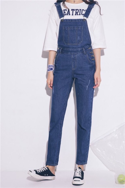 Quần yếm jean dài size L