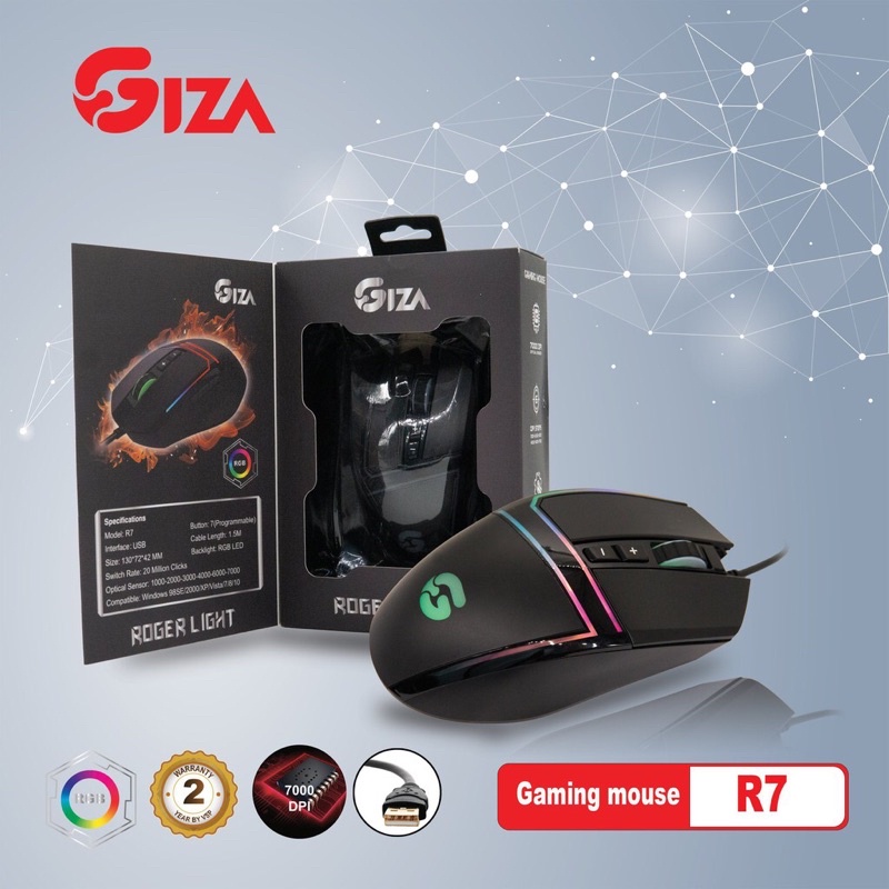 CHUỘT CHUYÊN GAME Giza R7 LED Gaming (7000) Dpi Chính hãng