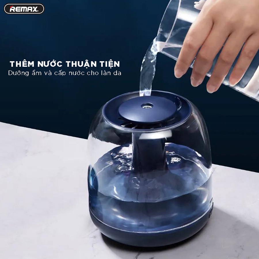 Máy phun sương xông tinh dầu tạo độ ẩm không khí có đèn ngủ chính hãng Remax dung tích 1,2l