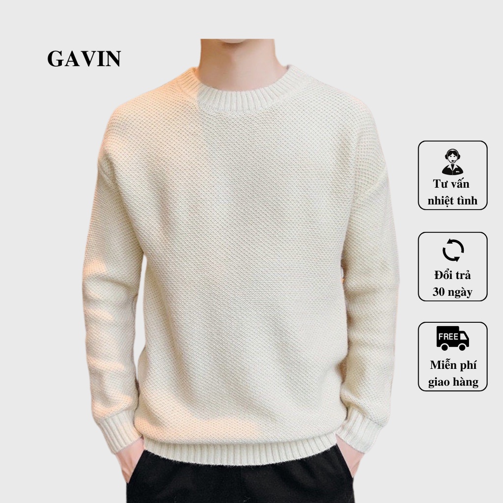 Áo len nam cổ tròn chất dày dặn kiểu dáng hàn quốc thanh lịch trẻ trung - Gavin (ALC3P)