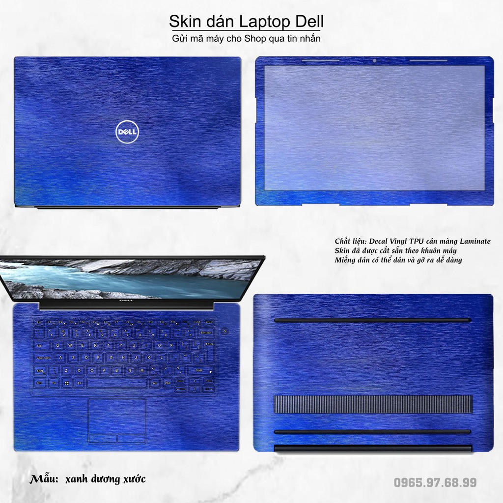 Skin dán Laptop Dell màu Chrome xanh dương xước (inbox mã máy cho Shop)