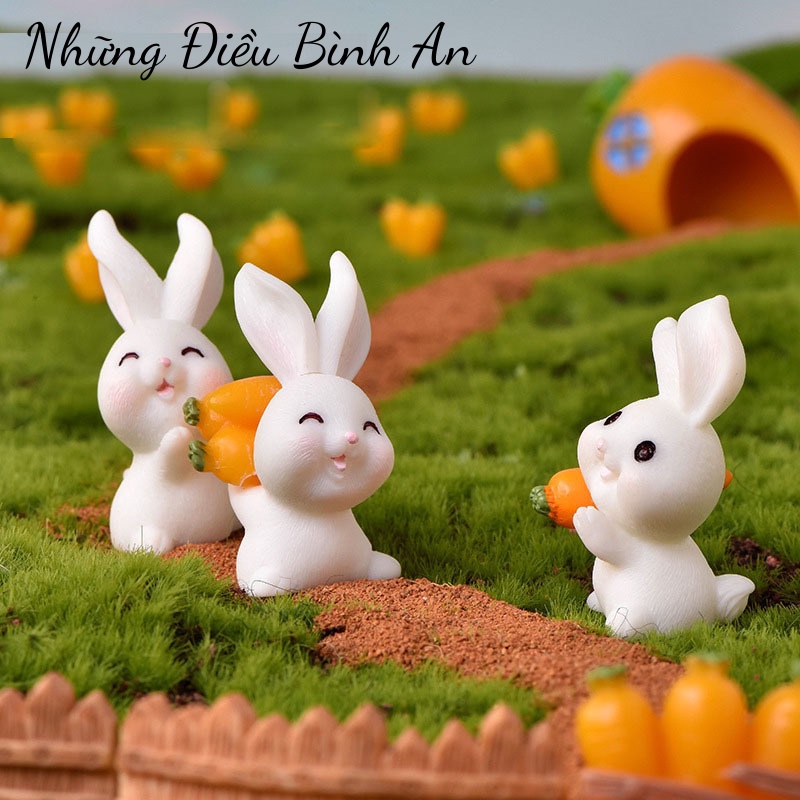 Tượng Thỏ con trang trí ô tô, bàn làm việc siêu đáng yêu/Sét 12 chú thỏ kèm 8 phụ kiện💕FREESHIP 50k💕- Những Điều Bình An