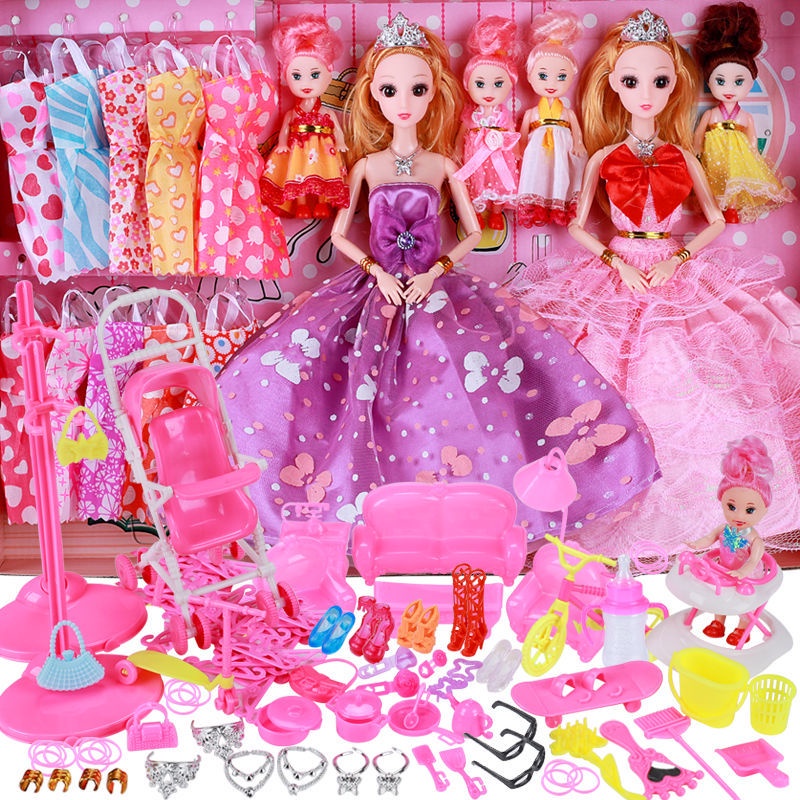 Barbie doll set big gift box for girls princess wedding dress children play house toy Villa birthday gift