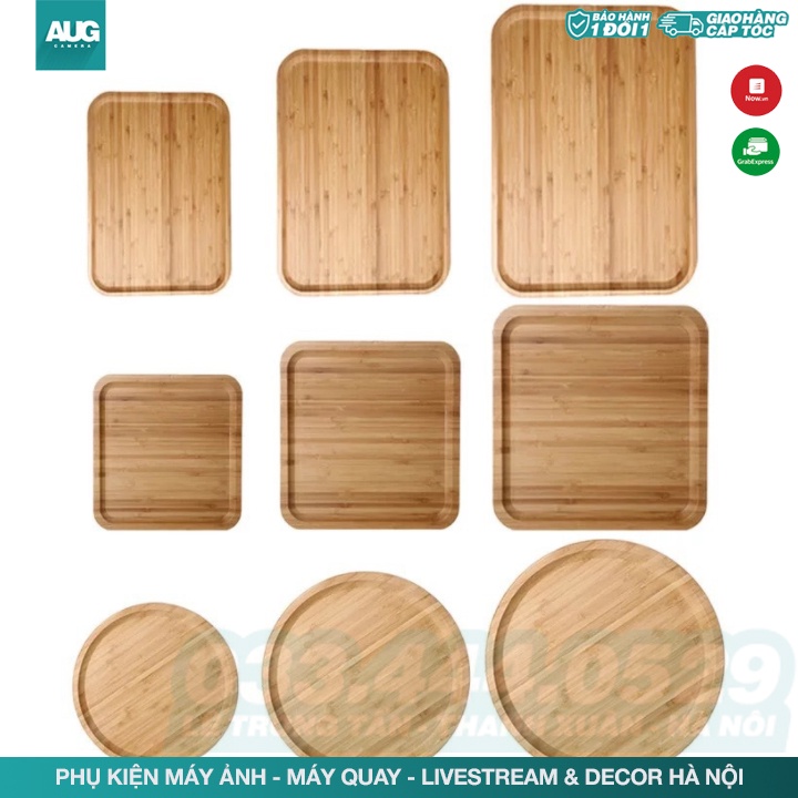 Khay gỗ đựng đồ ăn, đĩa gỗ chụp ảnh decor kiểu Nhật - AUG Camera &amp; Decor