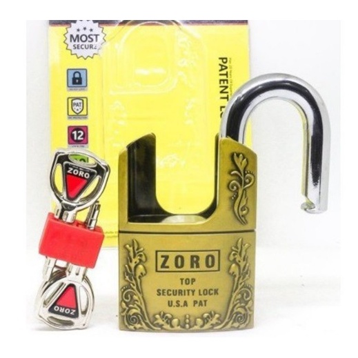 Ổ khóa chống cắt ZORO padlock 60mm hàng xịn, ổ khóa cửa 4 chìa Version CC6 bảo vệ gia đình và tài sản