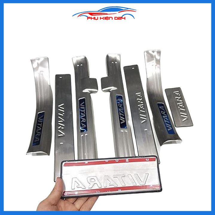 Ốp bậc cửa, nẹp bước chân Vitara 2016-2017-2018-2019-2020 INOX bảo vệ chống trầy làm đẹp xe