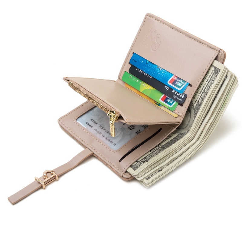 Ví Ngắn Phối Khóa Kéo Đơn Giản Thời Trang Dành Cho Nữ