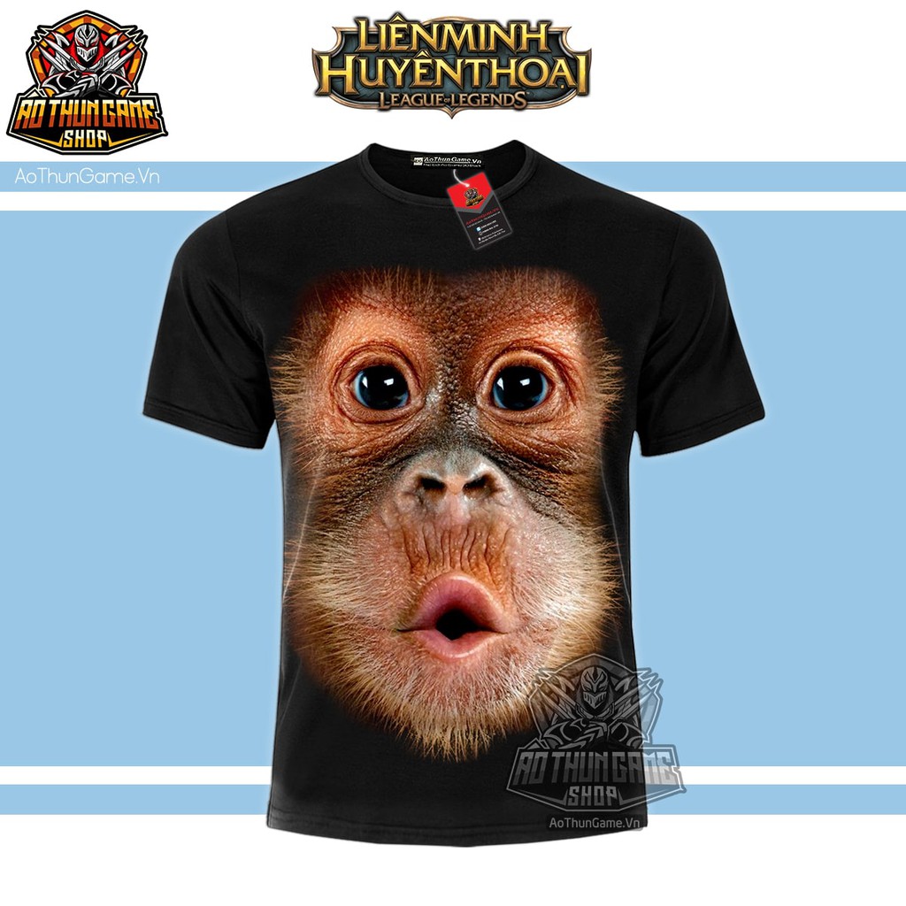 Áo 3D Khỉ vui nhộn, Áo thun Khỉ 3D Đen Funny vui lắm nè - fun monkey t-shirt