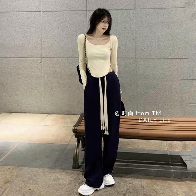 Quần ống suông tăm dây to Quần Dây Rút Nhung Tăm Ống Suông, Mẫu Quần Mới Nhất B105