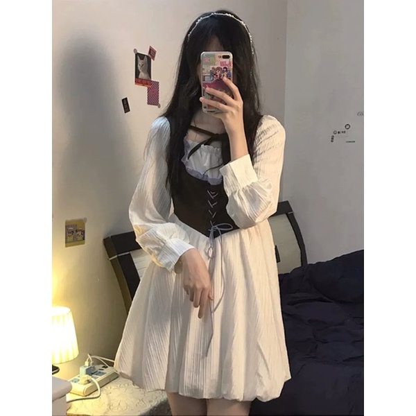 Váy lolita yếm nâu Quảng Châu cực xinh