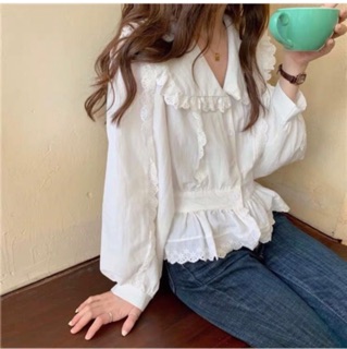 Áo sơ mi cổ bèo nhún