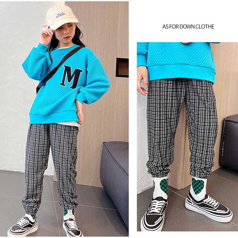 Quần Thể Thao Ống Rộng Họa Tiết Sọc Caro Thời Trang Cho Bé