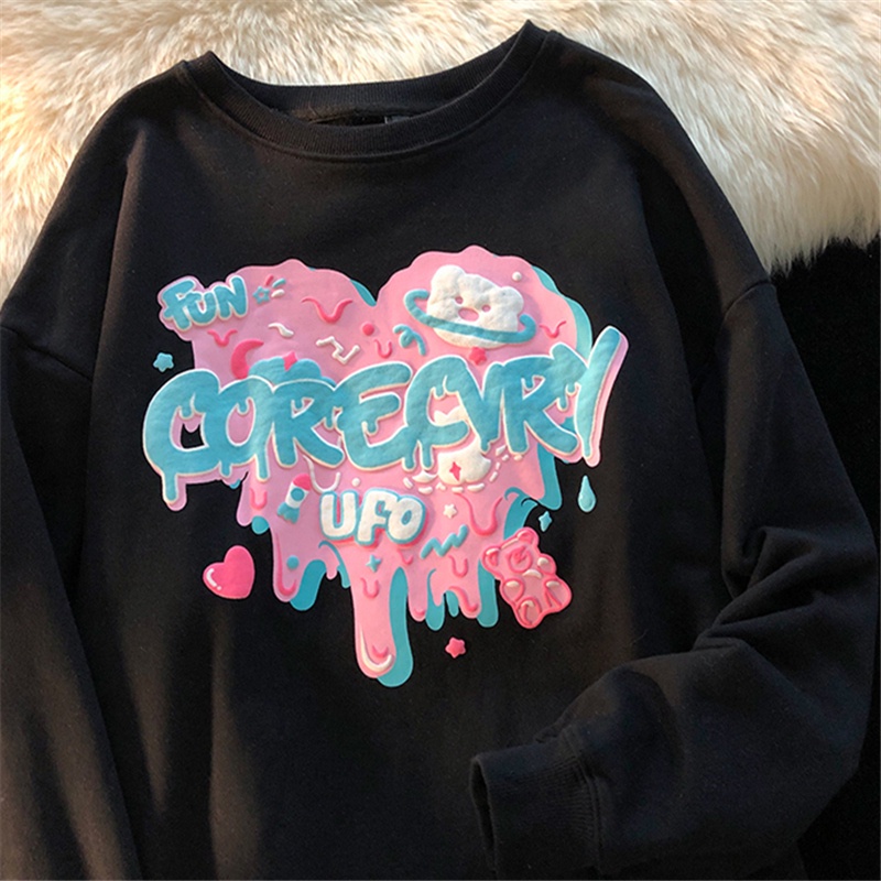 NRVP Áo Hoodie Dáng Rộng Thời Trang Hàn Quốc Đơn Giản Cá Tính Cho Nữ