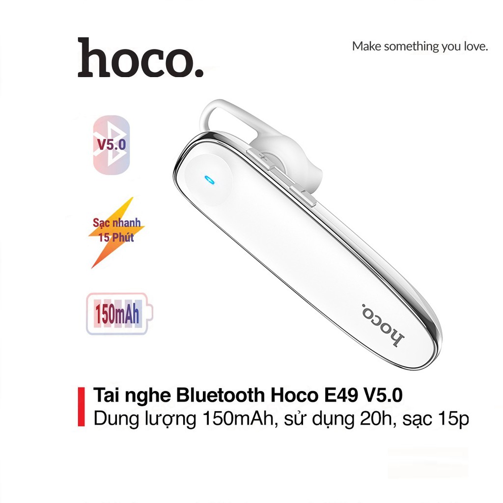 Tai nghe Bluetooth V5.0 Hoco E49 pin 150mAh điện áp DC5V sử dụng 20h gọn nhẹ