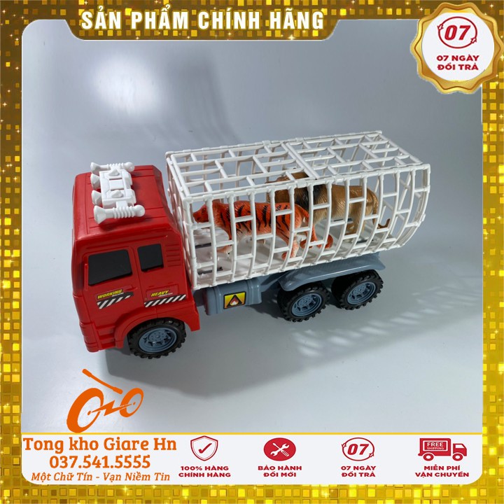 Xe đồ chơi cho bé, Xe chở thú kèm thú và đồ chơi, Nhựa an toàn có cót đẩy trợ lực