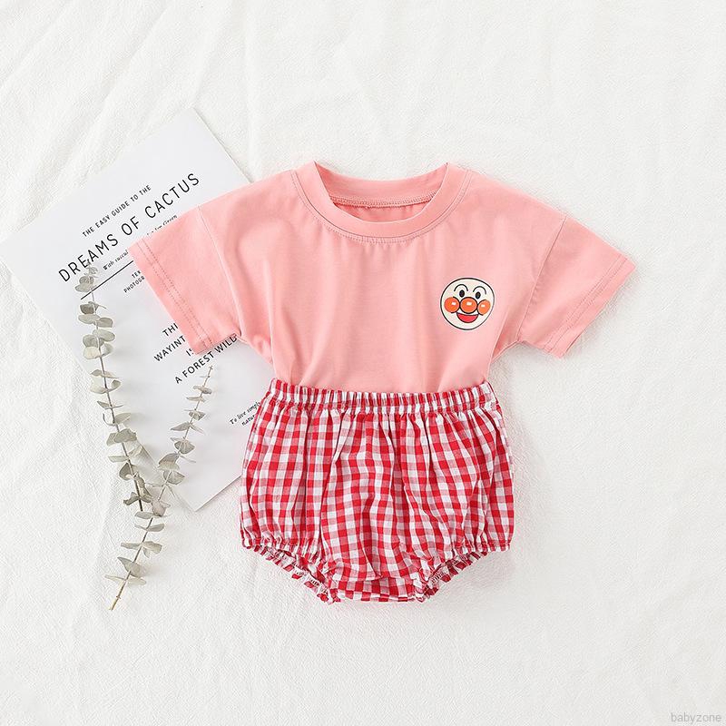 Bộ Áo Thun Ngắn Tay In Hoạt Hình + Quần Ngắn Cho Bé