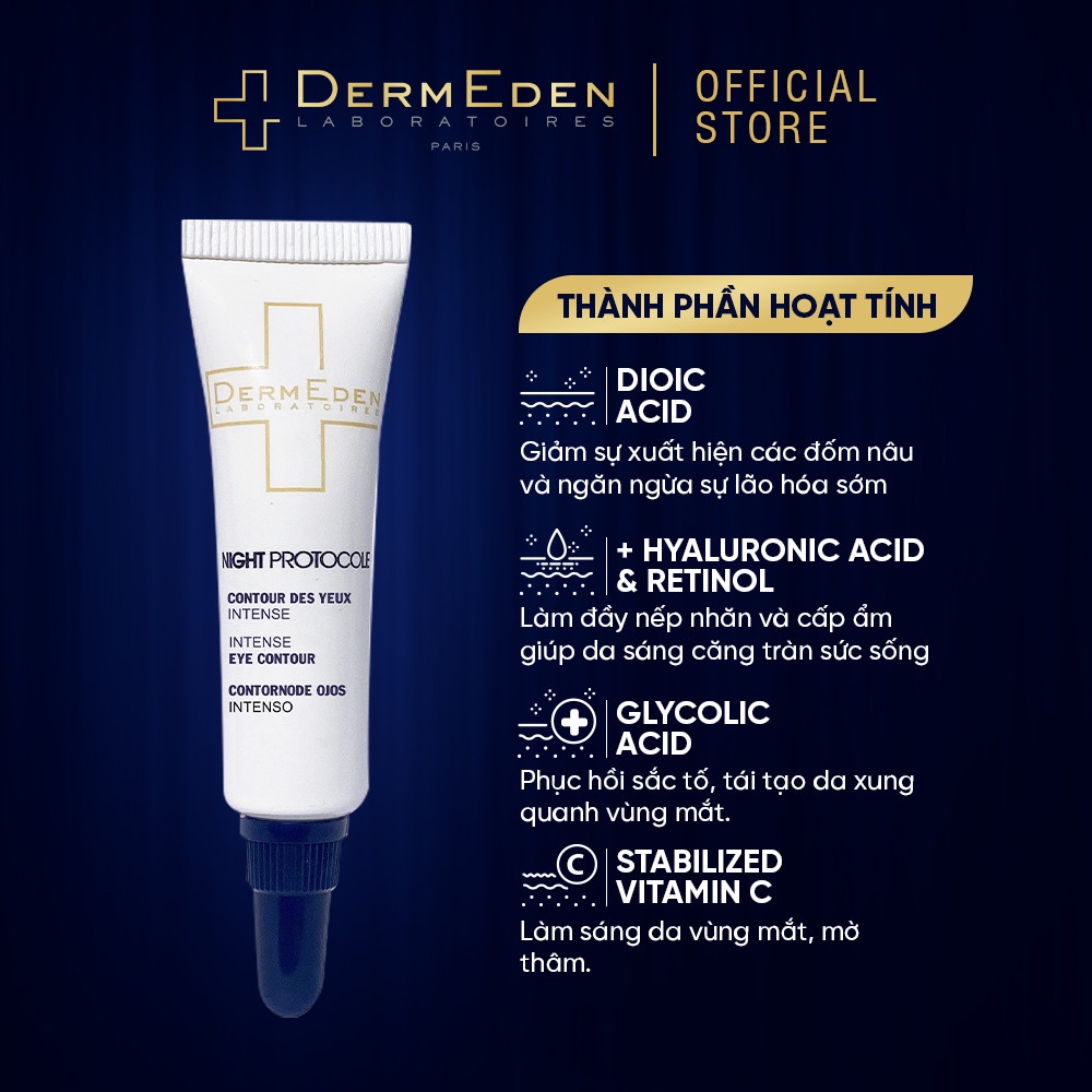 Kem mắt làm mờ quầng thâm nếp nhăn bọng mắt tàn nhang DERMEDEN Eye Contour Retinol 1% + Niacinamide 5%