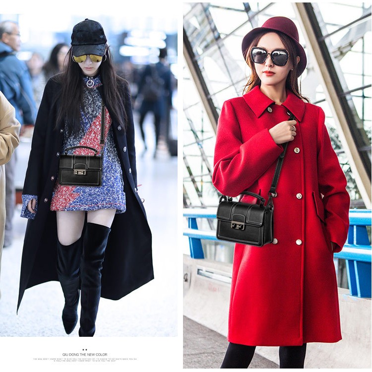 Túi Xách Nữ Đeo Chéo Đen Khóa Xoay - Hàng QC cao cấp