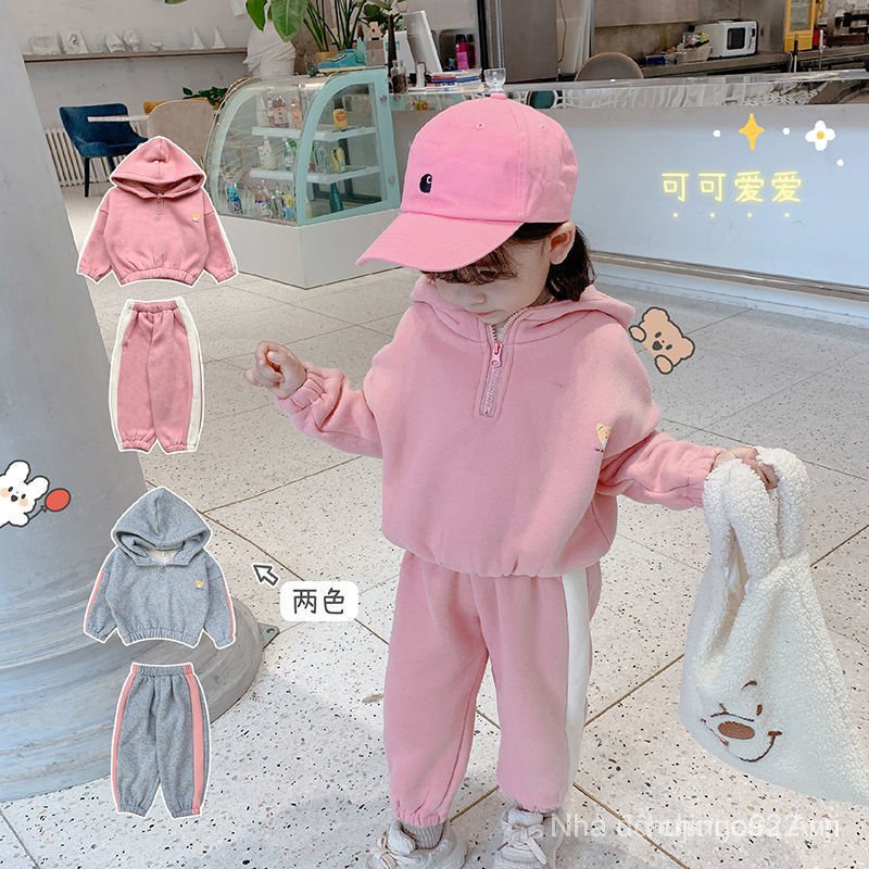 Long Sleeve Round Neck Hoodies + Fashionable Long Pants For Girls