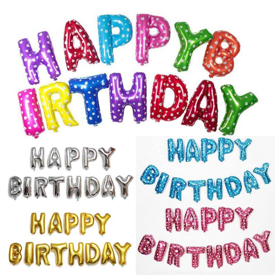 Bộ bóng chữ Happy birthday / happy wedding
