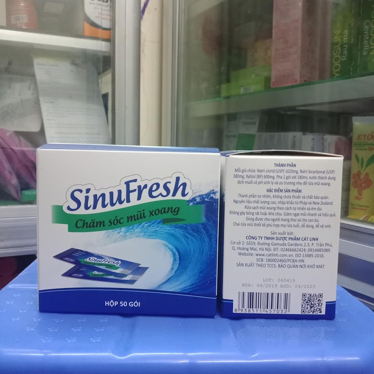 Hộp 50 gói muối rửa mũi xoang Sinufresh cát linh