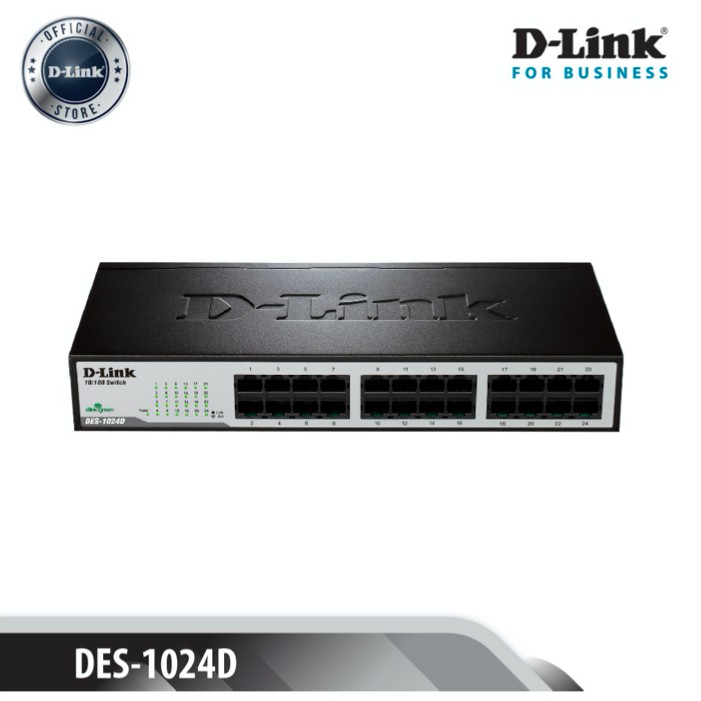 D-Link Bộ chia tín hiệu 24 cổng RJ45 10/100 Mbps Công suất cao - Thiết bị chuyển mạch D-LINK DES-1024D
