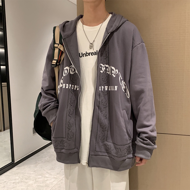 Áo khoác Cardigan có mũ trùm phối khóa kéo thiết kế mới thời trang mùa thu theo phong cách Retro