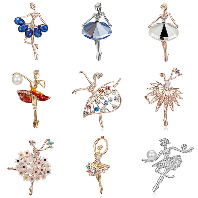 Ghim Cài Áo Hình Vũ Công Ballet Hoạt Hình Đính Pha Lê Lấp Lánh Thời Trang Cho Nữ