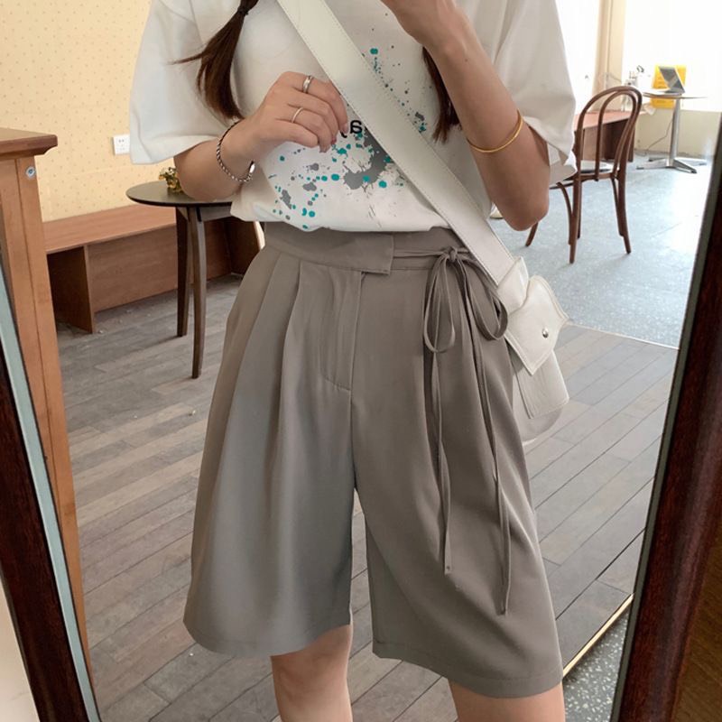 [XẢ HÀNG] Quần short Ống Rộng Dây Nơ Vải Nữ Tính | Smide Clothing