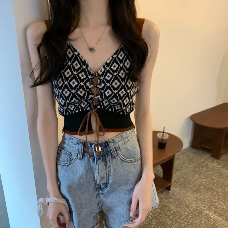 Áo Hai Dây Dệt Kim Cột Dây Thời Trang Mùa Hè Cho Nữ 2021 | BigBuy360 - bigbuy360.vn