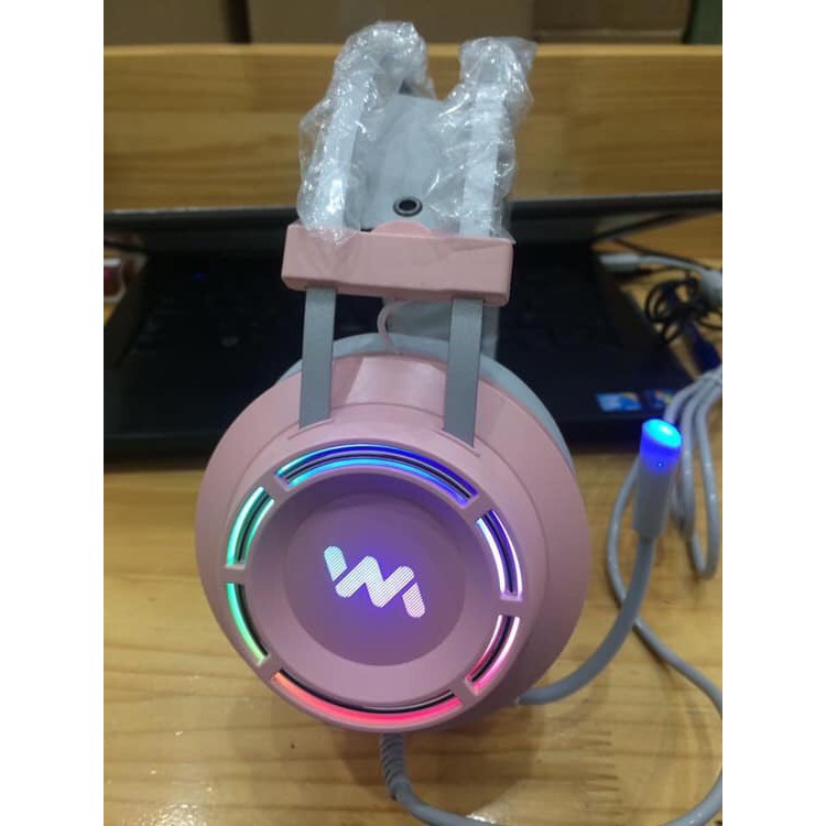 Tai nghe gaming Wangming WM9800 7.1 USB LED Màu Hồng