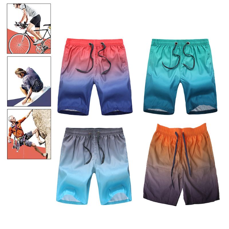 Quần Short Đi Biển Dây Rút Màu Sắc Tương Phản Nhanh Khô Thời Trang Mùa Hè Cho Nam