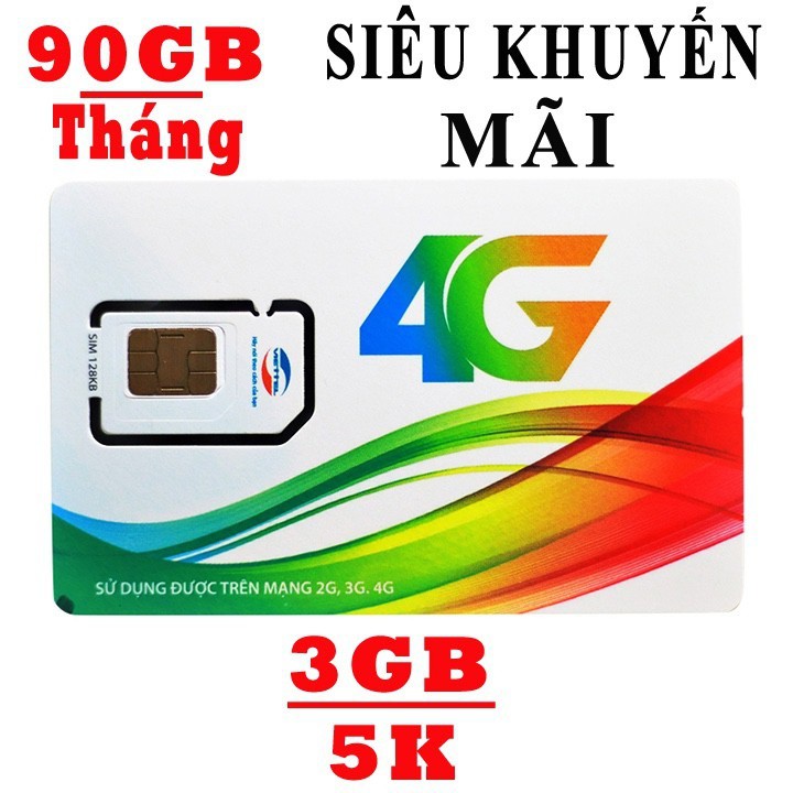 [SALE KHỦNG] SIM 4G Viettel thần thánh MT5C 90GB/Tháng (3GB/Ngày).