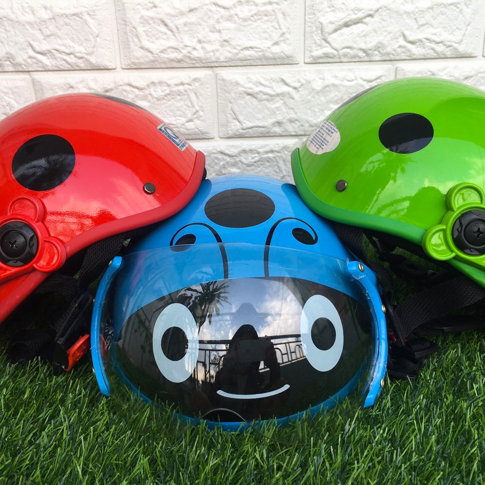 mũ bảo hiểm trẻ em nửa đầu có kính thời trang con bọ ( màu xanh dương ) (chuyên sỉ)