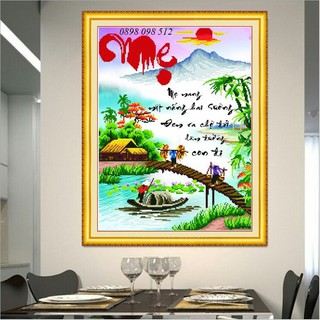 ❤khuyến mãi❤ tranh đính đá chữ mẹ vs155 - kích thước 70x55cm