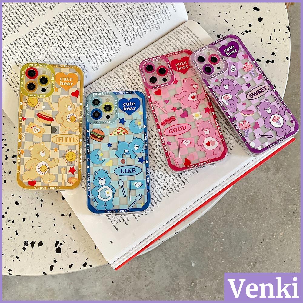 Ốp điện thoại TPU mềm khoét lỗ tỉ mỉ in hình gấu màu kẹo cho iPhone Plus XR Pro 11 Max 12 7 XS 7/8/S pro Plus/8 X/XS