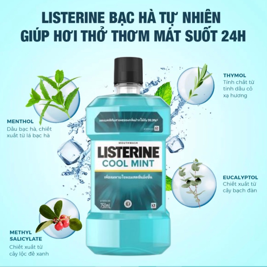 Combo 2 Chai Nước Súc Miệng Listerine Thái Lan 750ml +250ml