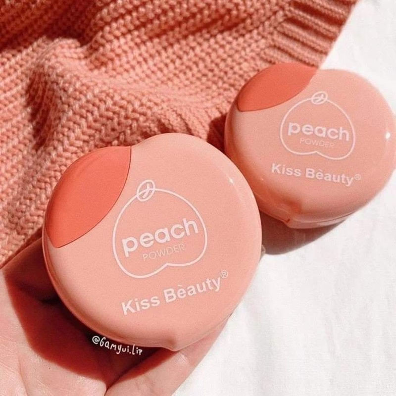 Phấn Nén Kiềm Dầu Trái Đào Kiss Beauty Giúp Da Láng Mịn Tự Nhiên